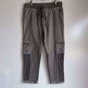 XCVI Cropped Linen Blend Cargo Pants Size Medium Gray
